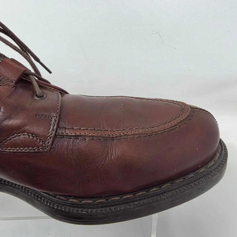 Bacco Bucci Chukka Boots Mens 10.5 Brown Leather Moc Toe Made in Italy Good